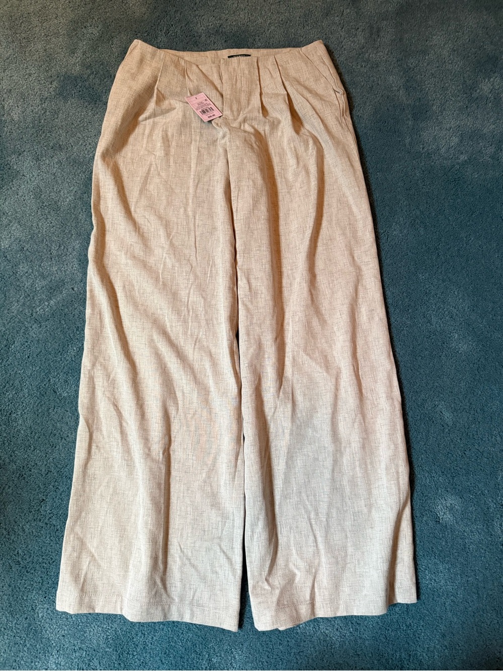 wild fable Beige Linen-Blend Wide Leg Pants